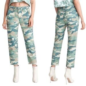 MOTHER The Shaker Chop Crop in Blue Green Camo Size 25
